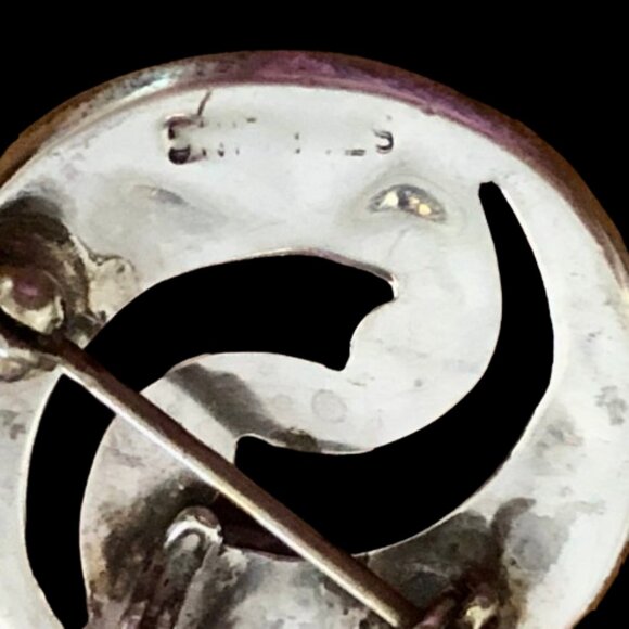 Vintage Brooch OR Pendant inlaid Turquoise MOP Southwesern Round Circle - Picture 7 of 7